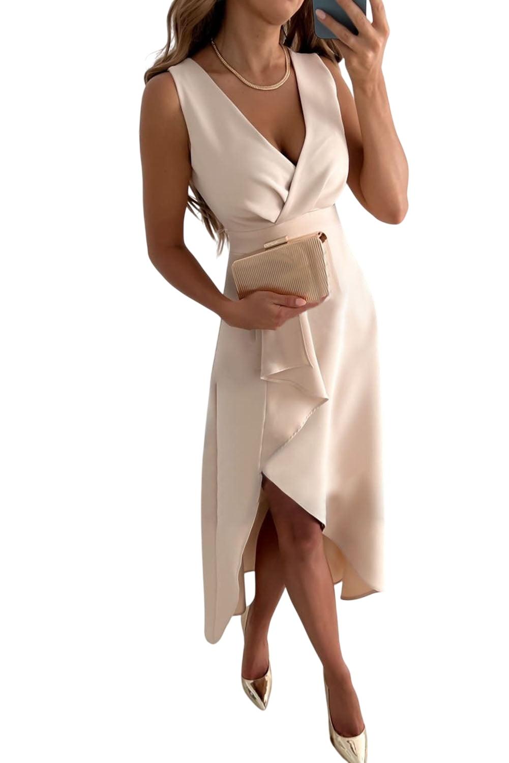 Wrap Midi Dress With V-neck And Slit