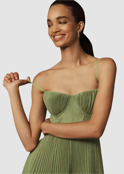 Pleated Tulle Midi Dress